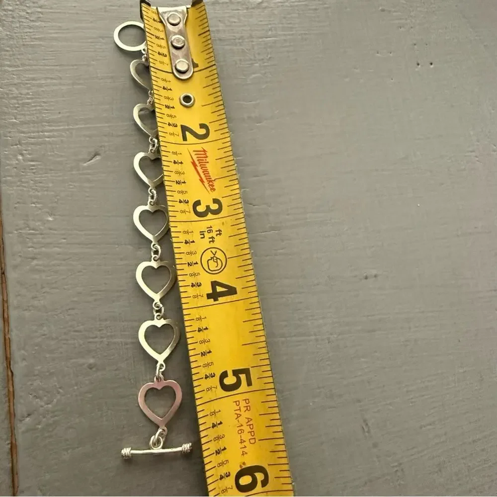 925 Sterling Silver Childs Heart Toggle Bracelet